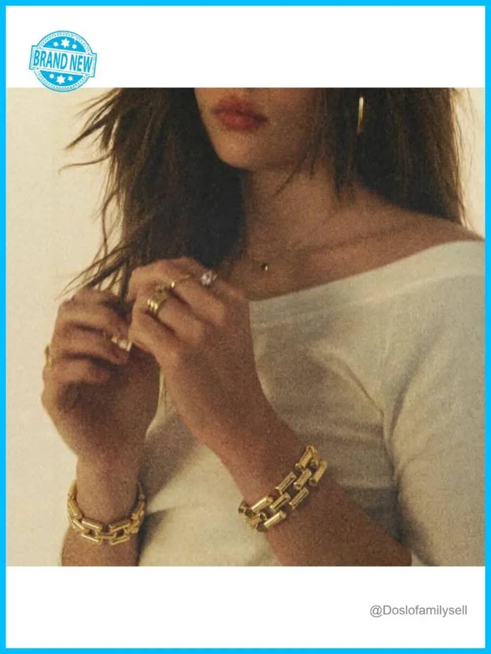 CHUNKY LINK BRACELET 18K GOLD-PLATED BRASS BOX CLASP TANK TRACK